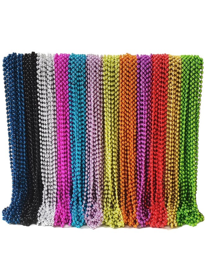 Becfupo 300 Pack 31.5 Inch 7mm Mardi Gras Beaded Necklaces, 12 Colors Mardi Gras Necklaces For Mardi Gras Festival Decoration, Parade, Costume Party - Image 1